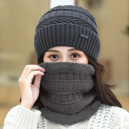 Winter Cap 2 in 1 & Neck Warmer Beanie Set – for Men & Women