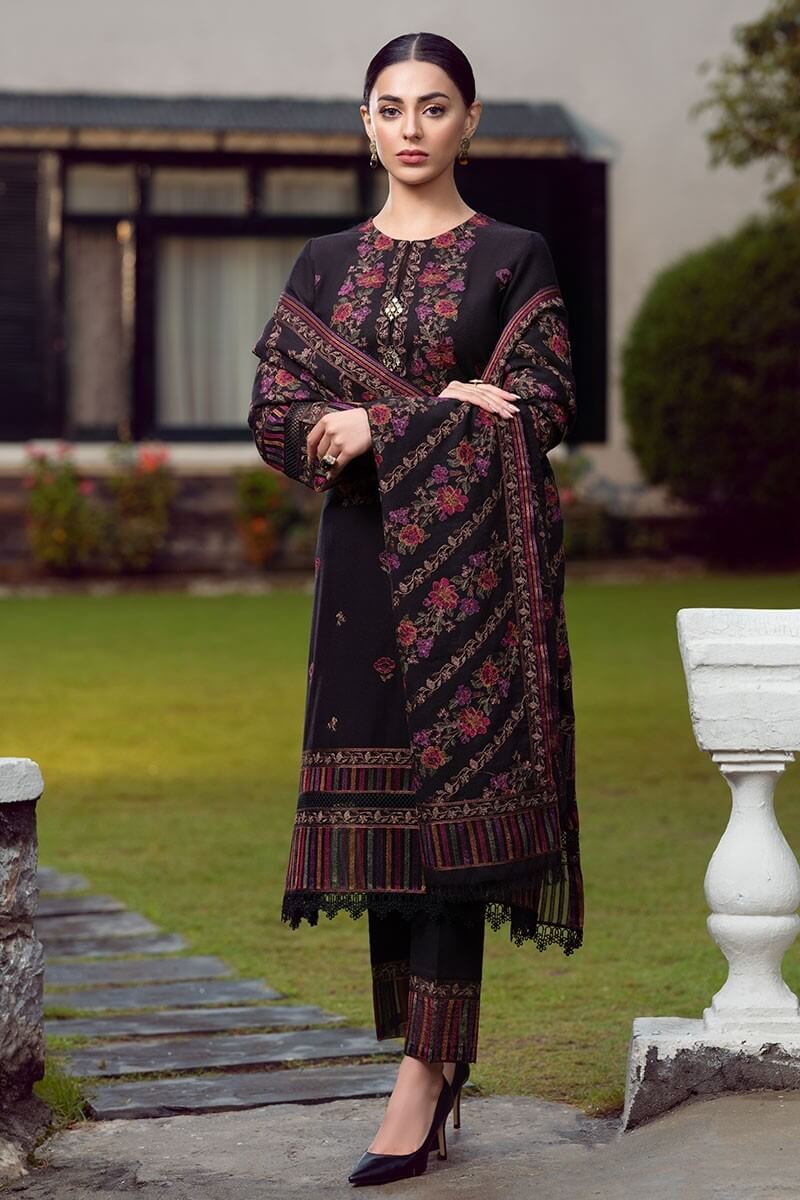 3 Piece Unstitched Heavy Embroidered Dhanak Suit (Embroidered Dhanak Shawl)