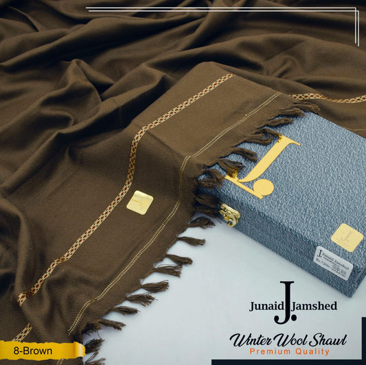 J. PREMIUM WOOL SHAWL FOR MENS WITH GIFT BOX & BAG  ( Brown )