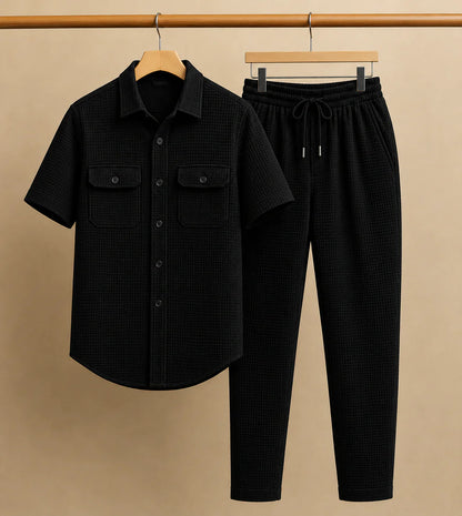 Safari Tracksuit Set (Shirt+Trouser) • Black+T-Shirt