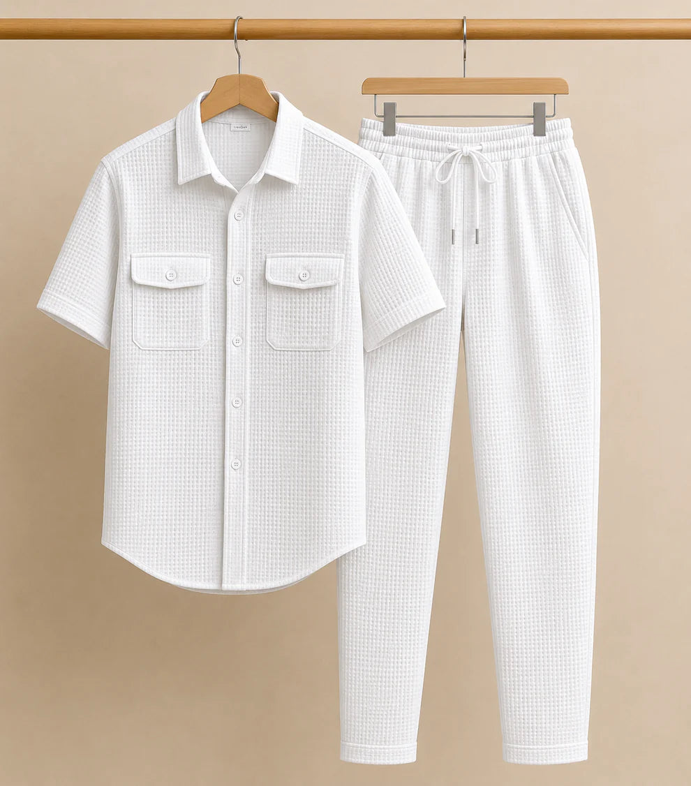 Safari Tracksuit Set (Shirt+Trouser)• Light White O
