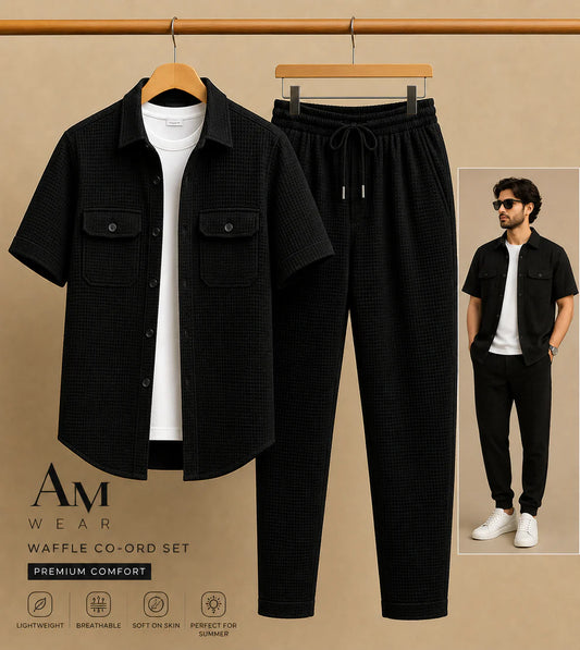 Safari Tracksuit Set (Shirt+Trouser) • Black+T-Shirt