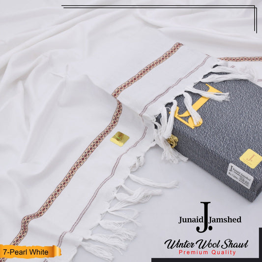 J. PREMIUM WOOL SHAWL FOR MENS WITH GIFT BOX & BAG  ( pearl white )