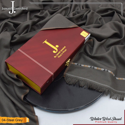 J. PREMIUM WOOL SHAWL FOR MENS WITH LUXURY GIFT BOX & BAG ( Steel Grey )