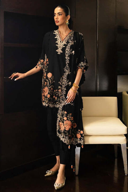 3 Piece Unstitched Heavy Embroidered Dhanak Wool Suit ( Four Sided Embroidered Dhanak Shawl )