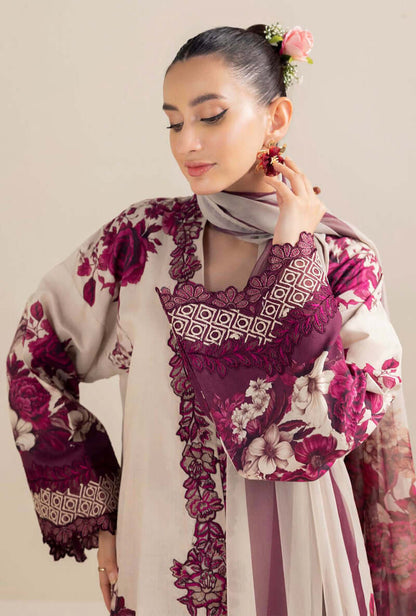 3 Piece Unstitched Embroidered Linen Suit ( Printed Linen Dupatta )
