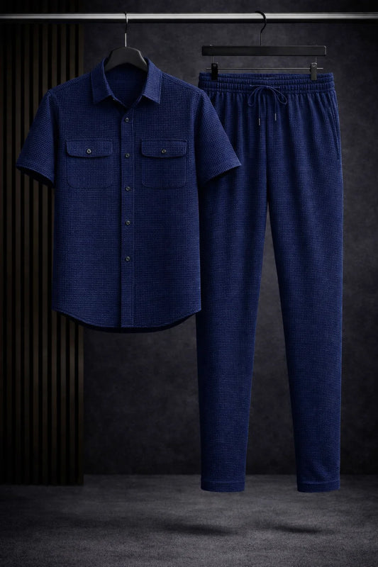 Safari Tracksuit Set (Shirt+Trouser)• Blue Waffle O