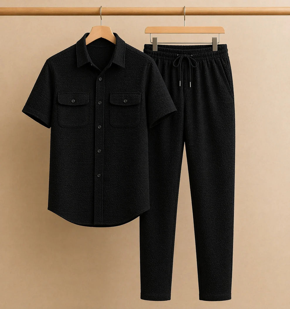 Safari Tracksuit Set (Shirt+Trouser)• Black Waffe O