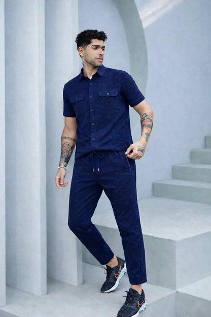 Safari Tracksuit Set (Shirt+Trouser)• Blue Waffle O