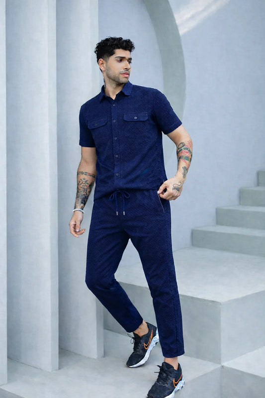 Safari Tracksuit Set (Shirt+Trouser)• Blue Waffle O