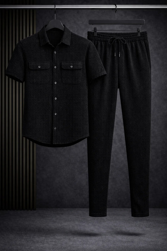 Safari Tracksuit Set (Shirt+Trouser)• Black Waffe O