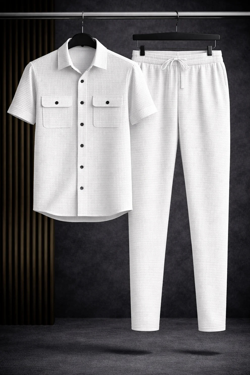 Safari Tracksuit Set (Shirt+Trouser)• Light White O