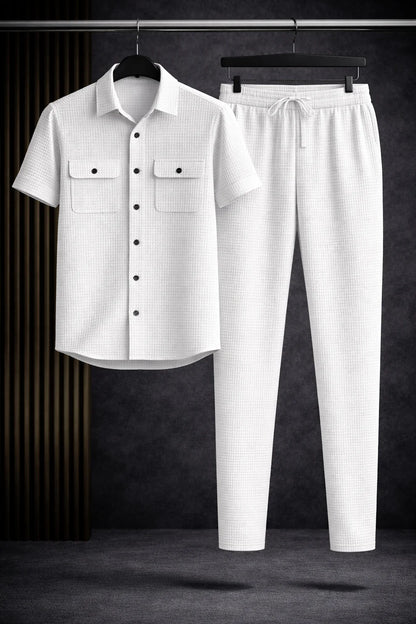Safari Tracksuit Set (Shirt+Trouser)• Light White O