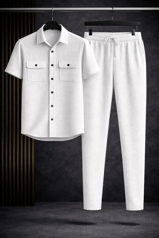 Safari Tracksuit Set (Shirt+Trouser)• Light White O