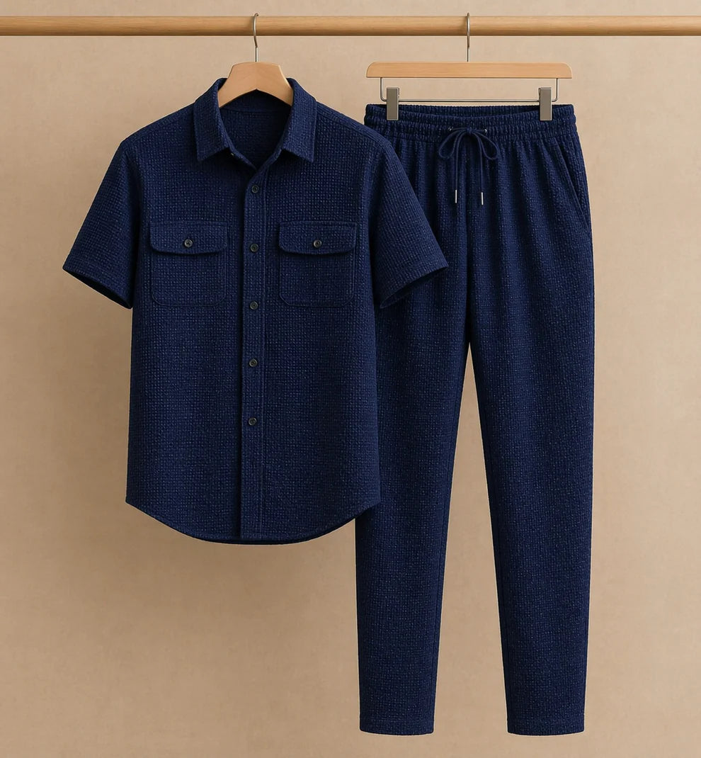 Safari Tracksuit Set (Shirt+Trouser)• Blue Waffle O