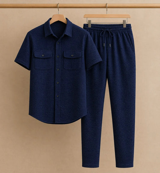 Safari Tracksuit Set (Shirt+Trouser)• Blue Waffle O