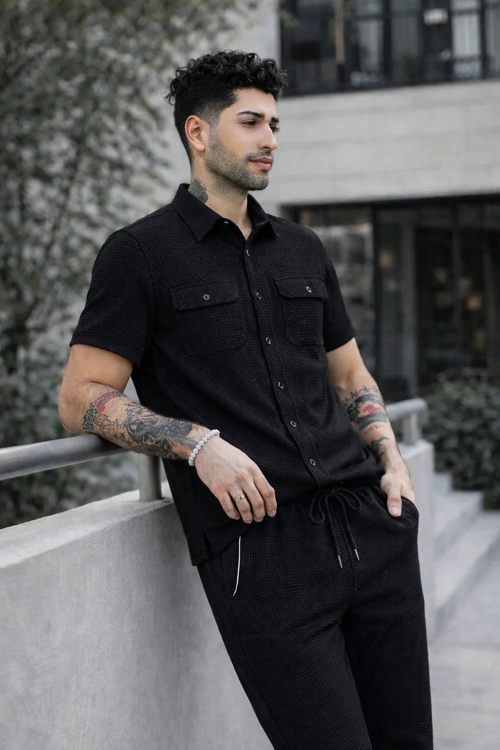 Safari Tracksuit Set (Shirt+Trouser)• Black Waffe O