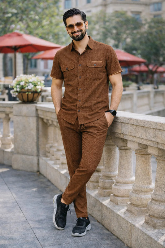 Safari Tracksuit Set (Shirt+Trouser) • Bargandi Waffel O